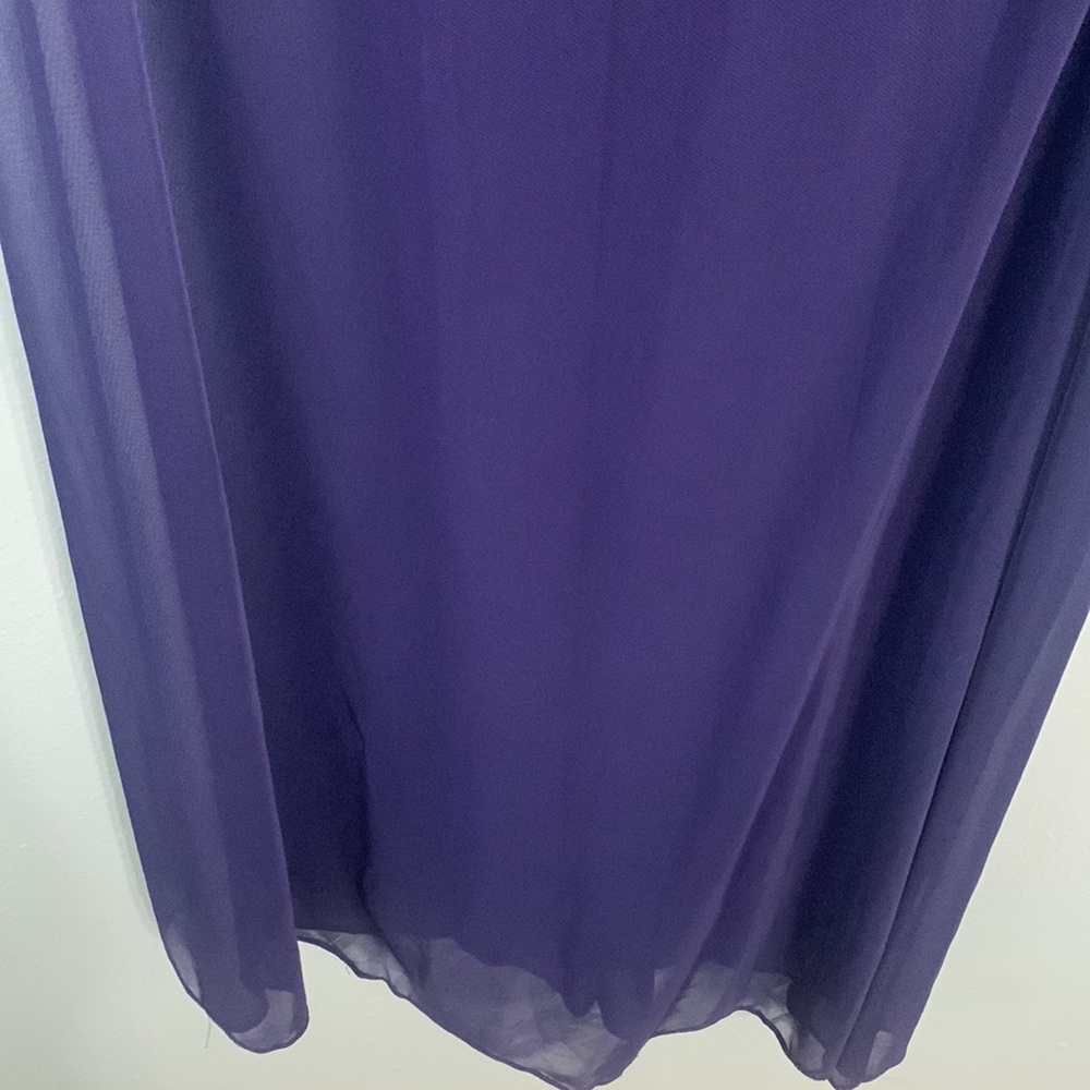 Adrianna Papell Women's Size 2P Petite Draped Ruched Mesh Maxi Dress Indigo Blue - Picture 6 of 13